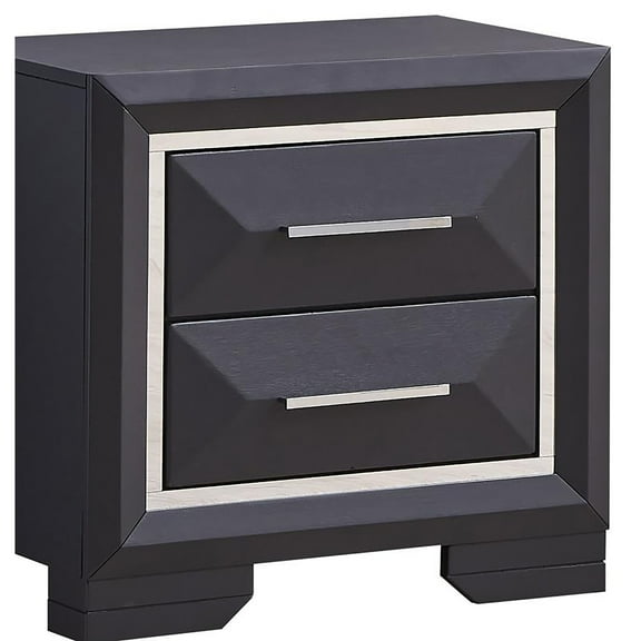 Glory Furniture Liverpool 2-Drawer Contemporary Wood Veneer Nightstand in Black