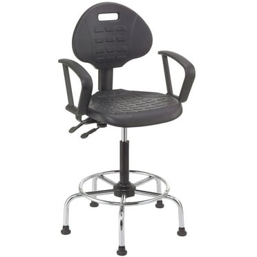 Interion Shop Stool with Armrest - Polyurethane - 4 Way Adjustable - Black