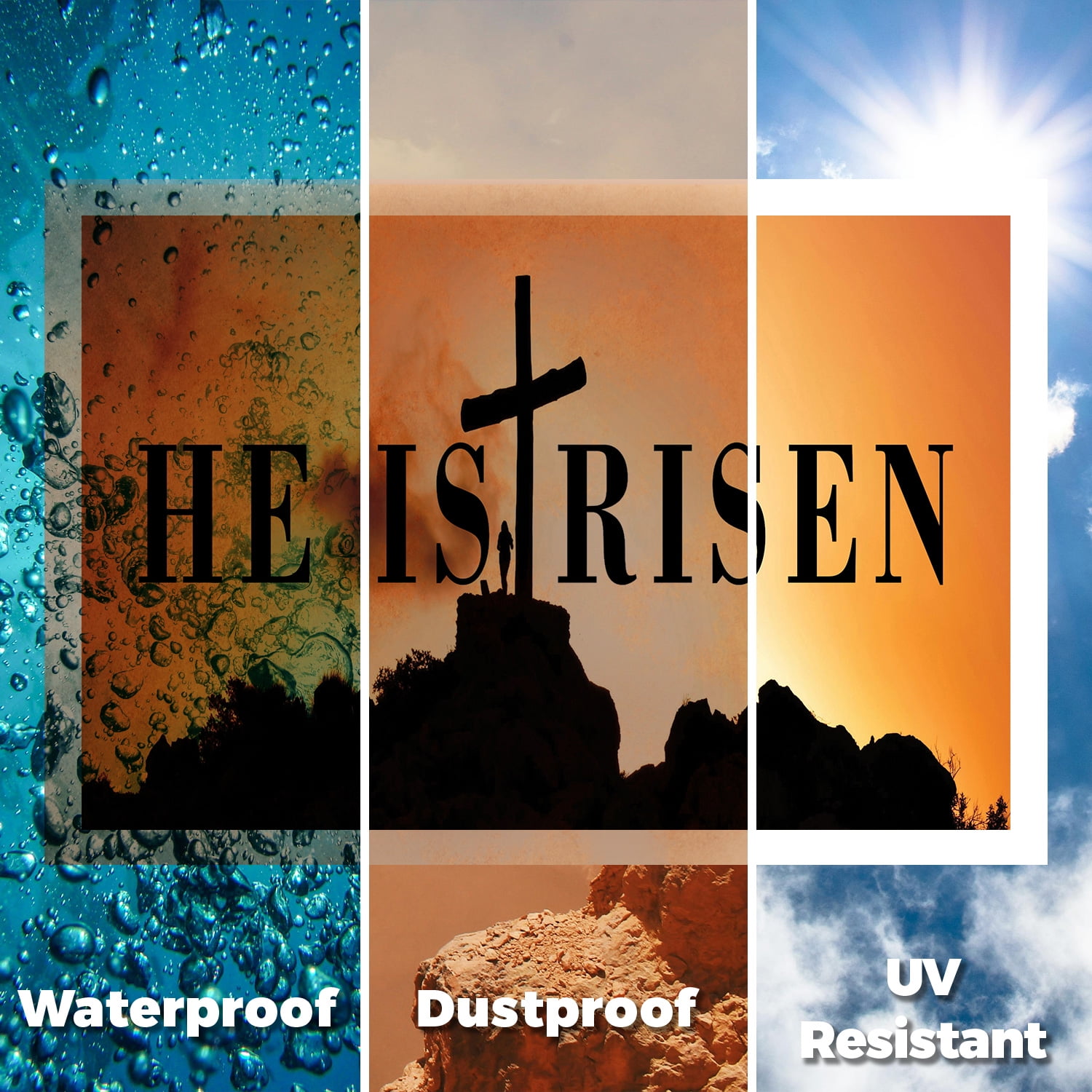 He is Risen Yard Sign 18 Inch x 24 Inch Single Sided Weatherproof Heavy-Duty Plastic with Stake | Faith-Based Design, Inspirational Message, Durable Material | Made in USA