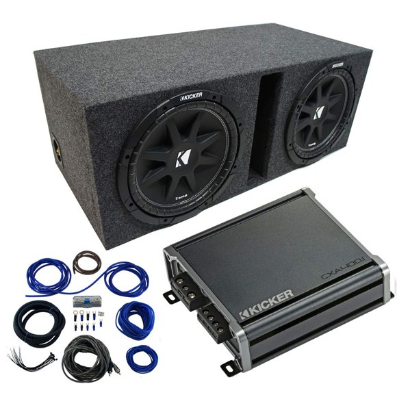 American Sound Connection ASC 212VH Compatible with Universal Vehicle Dual 12" Subwoofer Stereo Enclosure 5/8" MDF, 46CXA4001 Class D Mono 800W Peak Sub Amp & 43C124 Comp C12 Series