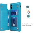 thumbnail image 4 of for iPhone Xs Max Wallet Case with RFID Blocking Card Holder,Premium PU Leather Magnetic Buttons Stand Flip Wrist Strap Shockproof Case for iPhone Xs Max 6.5 Inch,Heart Blue, 4 of 16