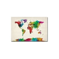 Trademark Art "Watercolor World Map II" Canvas Art by Michael Tompsett