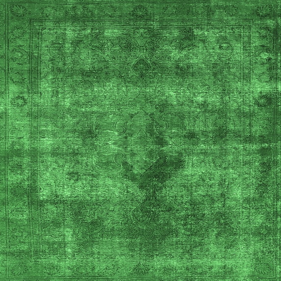 Ahgly Company Indoor Square Oriental Emerald Green Industrial Area Rugs, 4' Square
