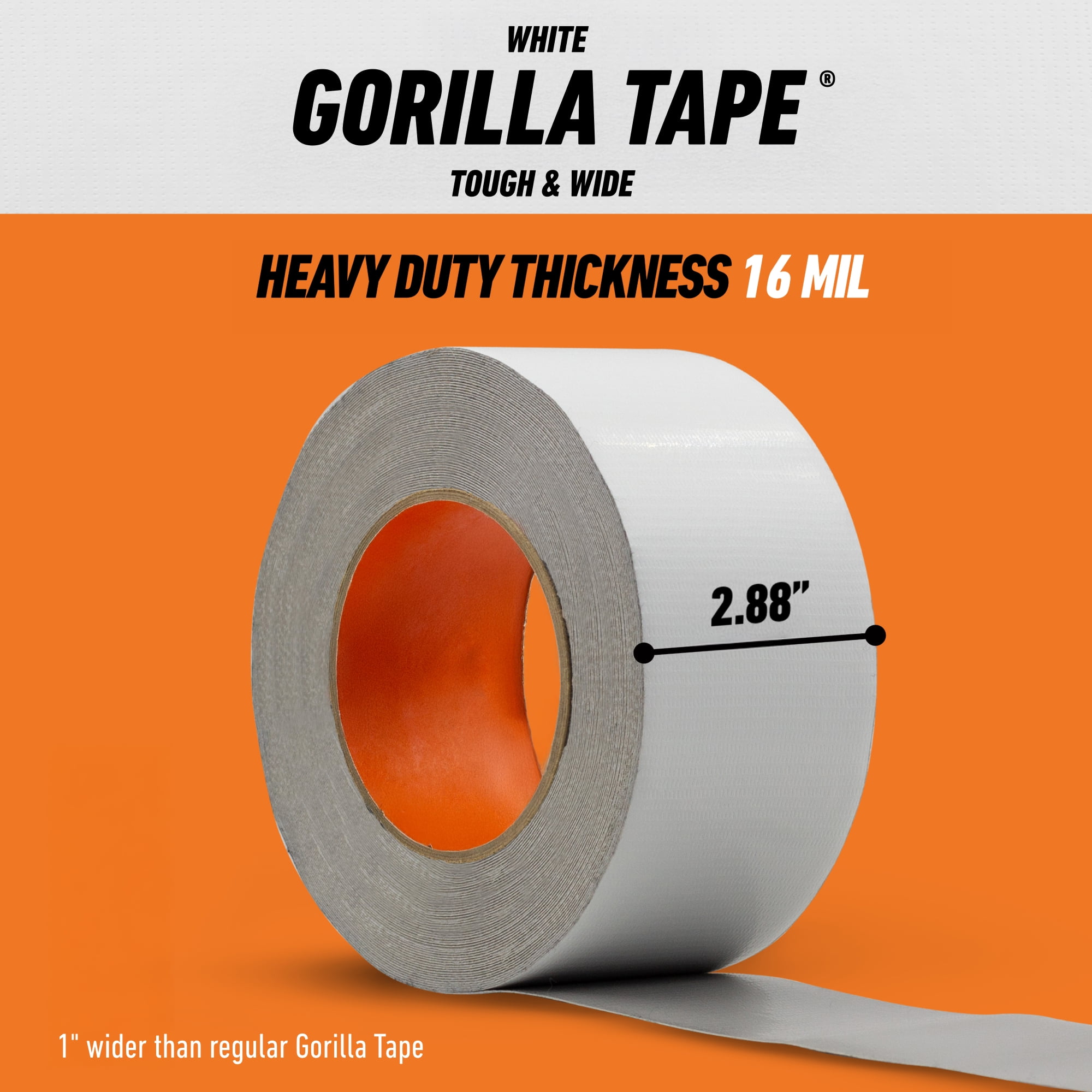 (2 pack) Gorilla Tough & Wide White Duct Tape, 25 Yard Roll