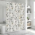 thumbnail image 6 of Gray Botanical Bathroom Shower Curtains with 12 Hooks Polyester Waterproof Shower Curtain for Stalls Bathtubs Farmhouse Spring Summer Floral Leaves Decorative Bathroom Privacy Curtain 66x72 Inches, 6 of 9