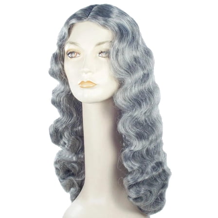 Morris Costumes LW755MBNGY Long Wavy Grandma Wig for Adults - Gray