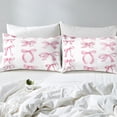thumbnail image 4 of Erosebridal Kawaii Bow Tie Bed Sheets King,Pink White Bedding King Size,Ribbon Bowknot Sheet Set King,Ultra Soft Cute Room Decor,4 Pieces, 4 of 7