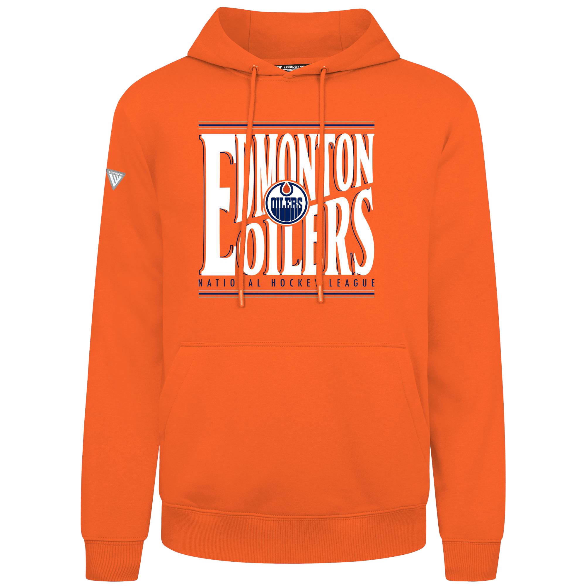 Men's Levelwear Orange Edmonton Oilers Podium Powerhouse Pullover Hoodie
