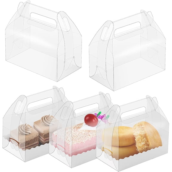 15 Pack Clear Gable Bakery Gift Boxes with Cardboard,Candy Treat Gift Box for Party Pastry Treat Dessert Cookies Birthday Holiday Christmas Valentine Birthday Baby Shower(6.3" x 3.5" x 3.2")