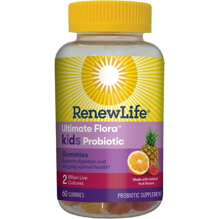 Renew Life Kids - 60 Probiotic Gummies Supplement - Shelf Stable, Dairy & Soy Free - 2 Billion CFU - Fruit