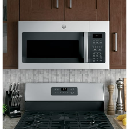 GE - 1.7 Cu. Ft. Over-the-Range Sensor Fingerprint Resistant Microwave Oven - Stainless steel