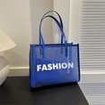 thumbnail image 1 of Bolso de playa para mujer, 2 uds., Bolso de mano de malla, Bolso de mano de PU para niñas, Bolso de compras (azul), 1 of 6