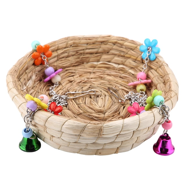 Safe Parrot Straw Durable Bird Toy Swing Nest Hanging on Birdcage