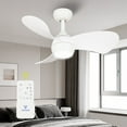 thumbnail image 1 of Ventilador de Techo con Luz para Recámara: Ventilador de Techo Pequeño y Silencioso de 30 Pulgadas con Control Remoto - 6 Velocidades y 3 Cc - Motor CC Reversible - Uso en Interiores y Exteriores - 3 Aspas Blanco, 1 of 7