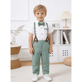 thumbnail image 2 of CARETOO Boy Clothes Set Toddler Boy Suit Formal Dress Shirt Bowtie Suspender Pants Wedding Cotton Fabric Baby Boy Church Clothes 1-10T, 2 of 10