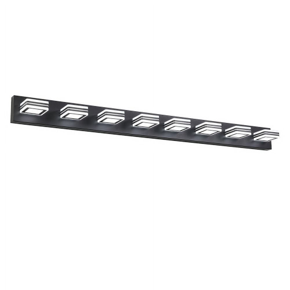 Hi-LIGHTS,Modern 8-Light(6000K) Rotatable & Dimmable LED Vanity Light with Acrylic Shades,Sleek Bathroom Wall Fixture for Bathroom,Dressing Room,Mirror Cabinet,Living Room,Bedroom(Black）
