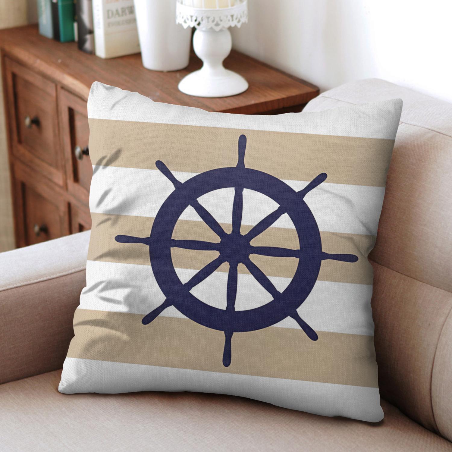 Navy Blue Ocean Starfish Coral Anchor Pillow Covers 20x20, Throw Pillow Cases 2 Pack, Sea Animal Cushion Cases for Bed Sofa Home Car Bedroom, Nautical Gifts
