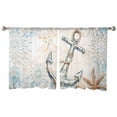 thumbnail image 2 of Blue Anchor Coastal Semi Sheer Curtains 54 Inch Length 2 Panels Set,Nautical Summer Beach Starfish Snowflake Sheer Kitchen Curtain Voile Window Curtain for Living Room Bedroom Rod Pocket Drapes, 2 of 7