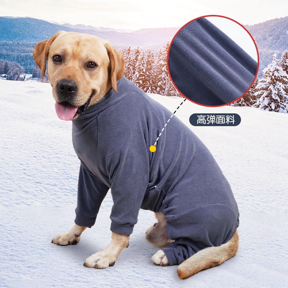 Monfince Dog Fleece Pajamas for Small Medium Large Dogs, Winter Warm Jumpsuit for Boy Girl Dogs, Christmas Party Combed Cotton Pjs Gray S-3XL