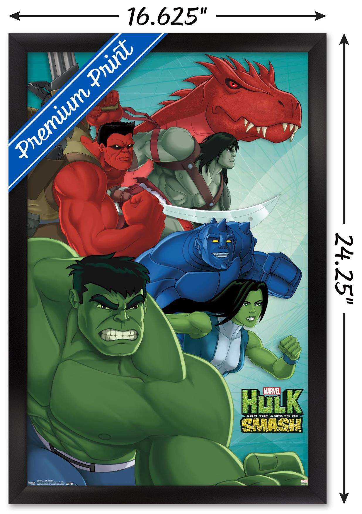 Marvel Comics TV - Hulk And The Agents Of Smash Wall Poster, 14.725" x 22.375", Framed