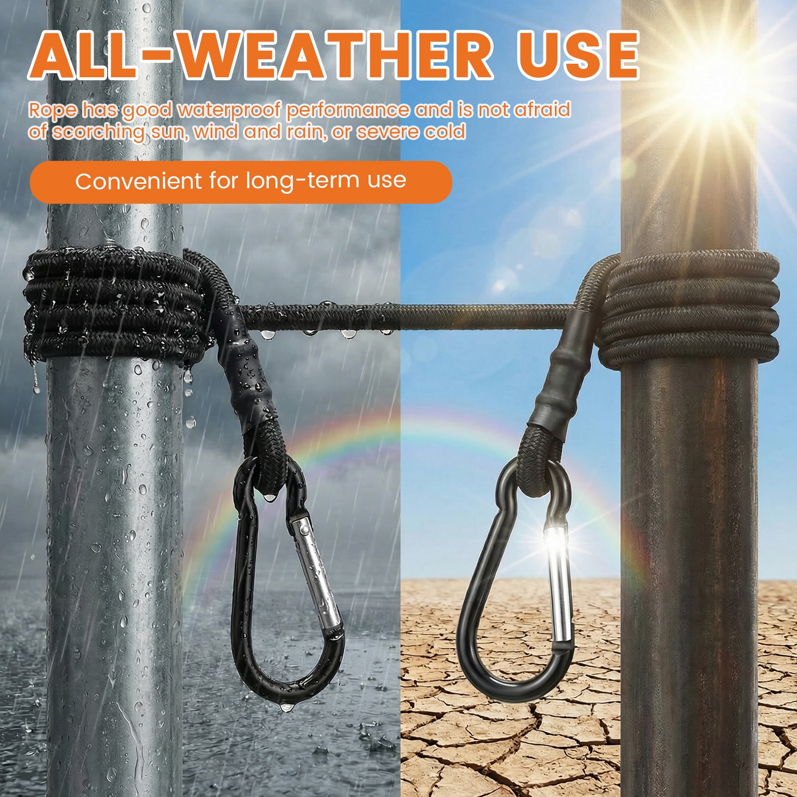 20PCS Bungee Cord with Carabiner Hook Heavy Duty Outdoor Black Bungee Strap Strong Elastic Rope for Securing Tarp Luggage Tent Bike 12in/18in/24in/36in/48in