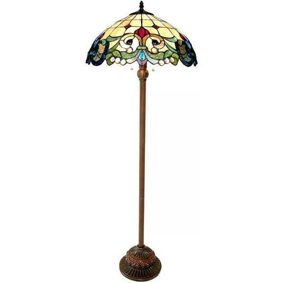 Pemberly Row Contemporary Tiffany-style 2 Light Floor Lamp 18" Shade