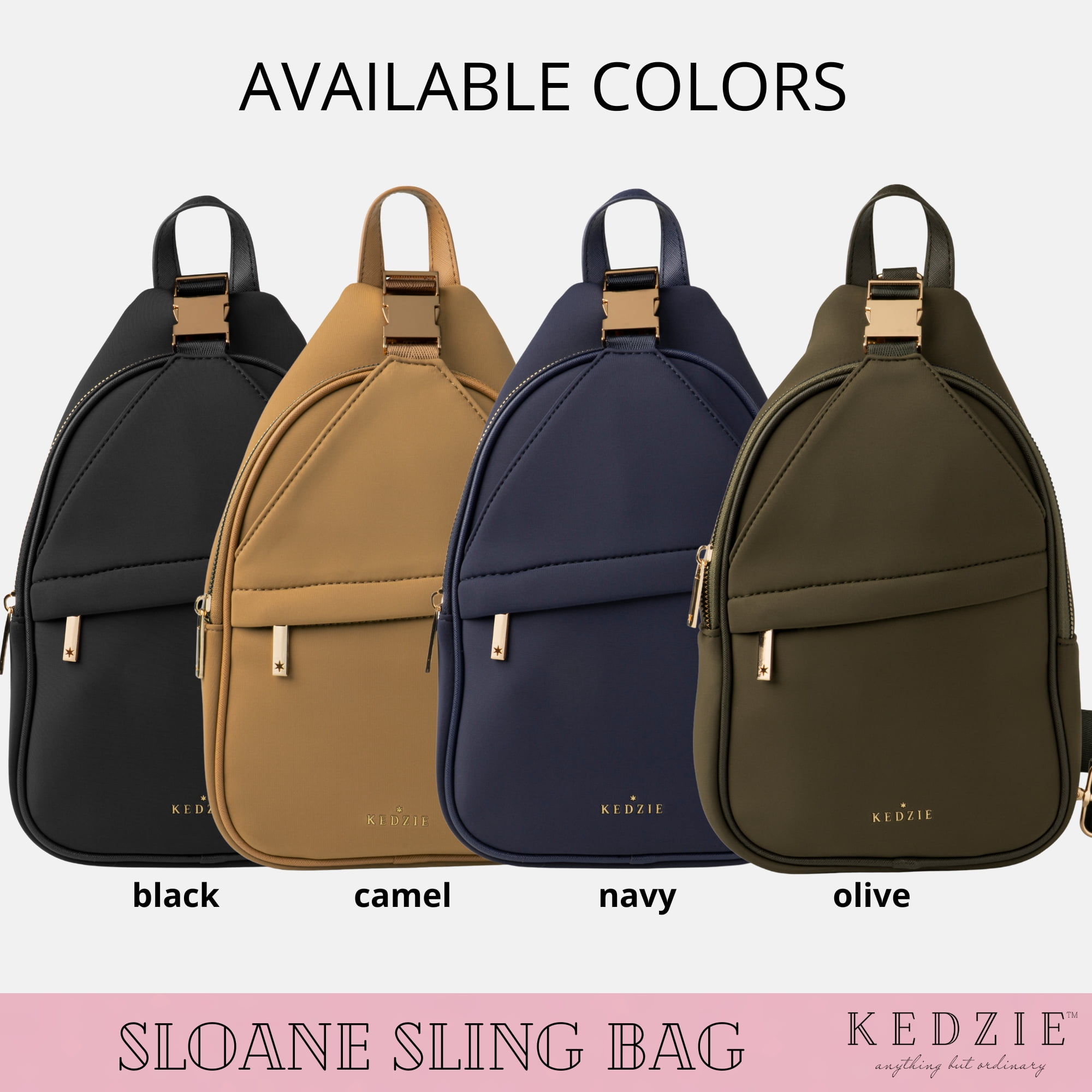 Kedzie Sloane Sling Water Resistant Purse, Black (Women's)