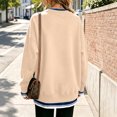 thumbnail image 5 of Hearthz Fake Two Piece Womens Sweatshirts Long Sleeve Striped Cuff Layered Oversized Crewneck Sweatshirt Women Fall Winter Warm Womens Pullover Sweatshirt, 5 of 5