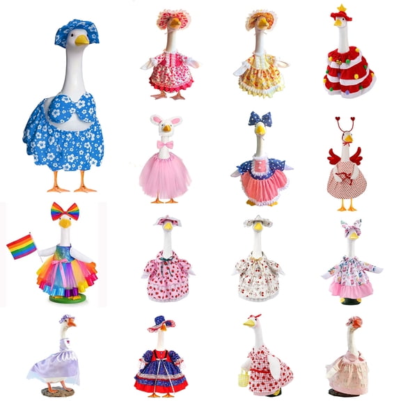 Nkmbld Porch Goose Outfits, Summer Bikini Porch Goose Clothes for Cement Plastic Goose Statue, Goose Skirt Costume for Outdoor Yard Lawn Patio Decor
