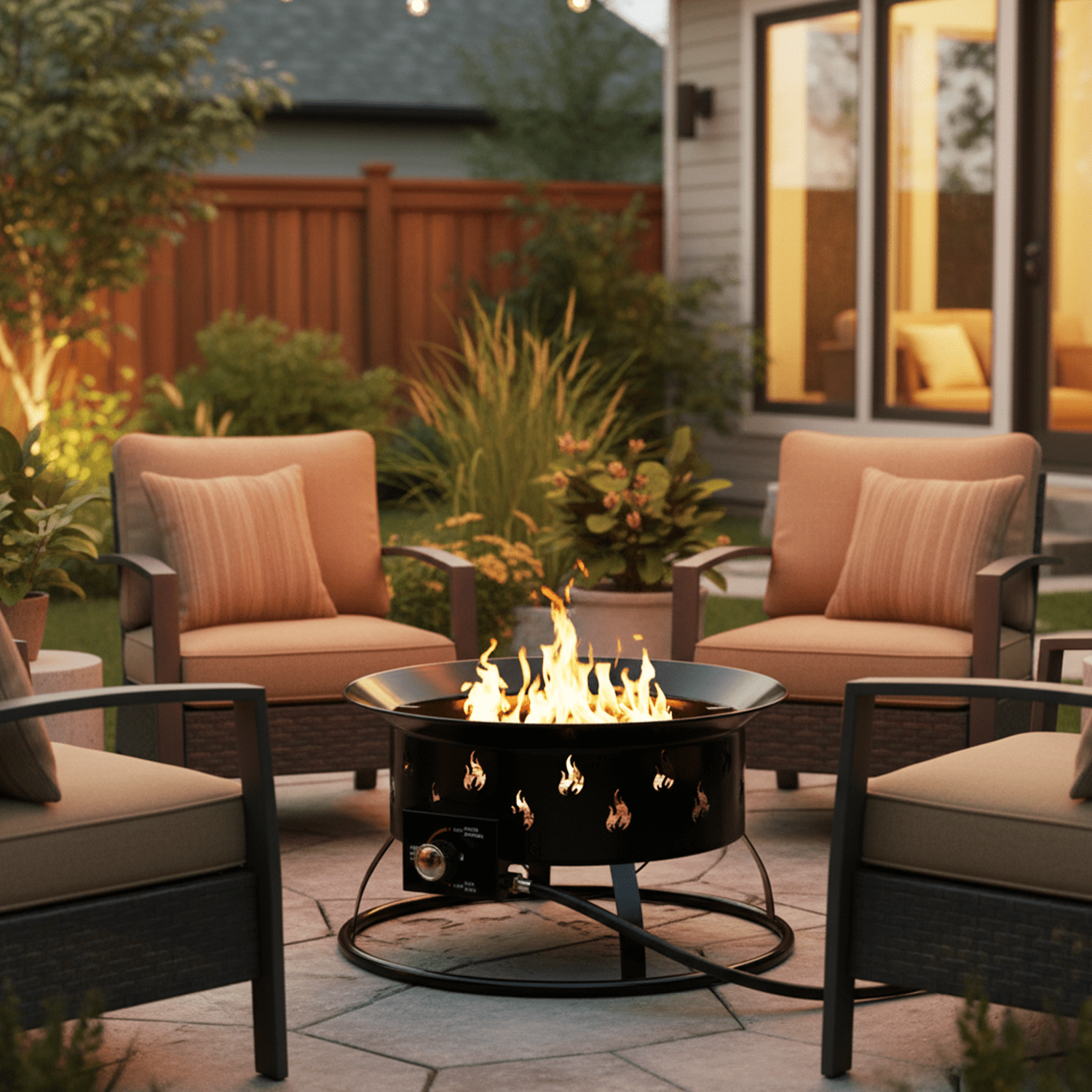 Seizeen Outdoor Propane Gas Fire Pit, 50000 BTU Fire Pit for Outside, Portable Outdoor Heating with Cover & Carry Kit, 19''Round