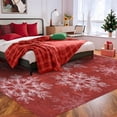 thumbnail image 2 of Hasoo Christmas Home Decor Snowflake Pattern Area Rug Washable 5' x 7' Modern Throw Rug for Living Room Indoor Red Carpet, 2 of 5