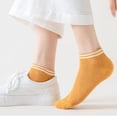 thumbnail image 5 of Women's 4-Pair Pack Lightweight Mesh Ankle Socks with Striped Cuffs Breathable Knit Texture - 4 pcs-G, 5 of 7