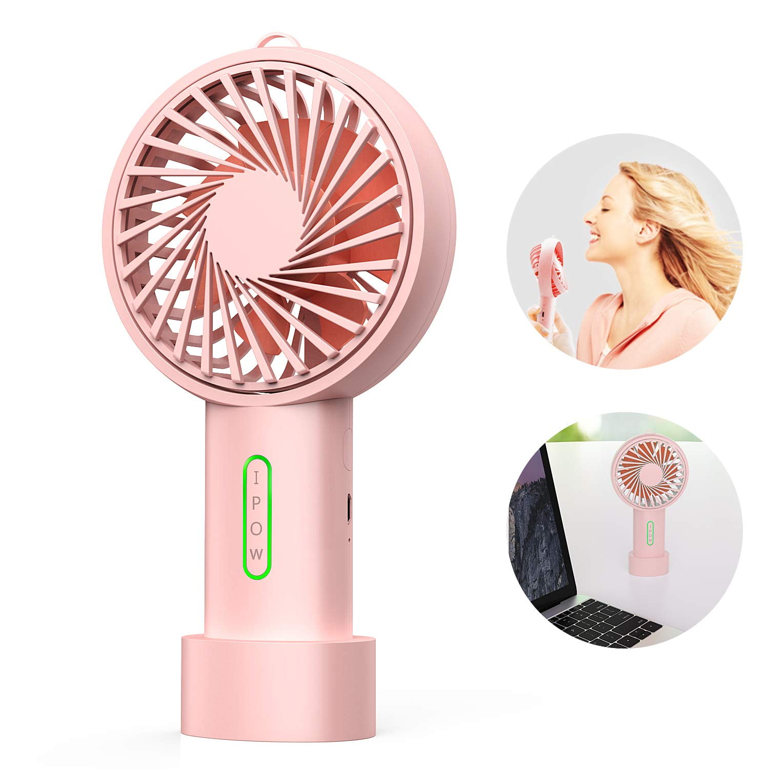 LLAMN Mini Handheld Fan Battery Operated Fan Adjustable USB Rechargeable Small Portable Personal Fan Foldable Stroller Desk Table Fan for Kids Girls Woman Home Office Outdoor Travel Color : Blue