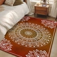 thumbnail image 4 of 3'x5' Area Rugs, Orange Boho Indoor Outdoor Area Rug for Living Room Bedroom, Country Vintage Ethnic Abstract Geometric Washable Bathroom Rugs Kitchen Floor Carpet Mats Home Decor Aesthetic, 4 of 8