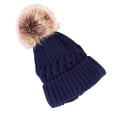 thumbnail image 2 of Eoperou Wool Knitted Hat Thick Fur Ball Decoration Keep Warmer Solid Color Winter Casual Women Skiing Beanies for Daily Wear, 2 of 7