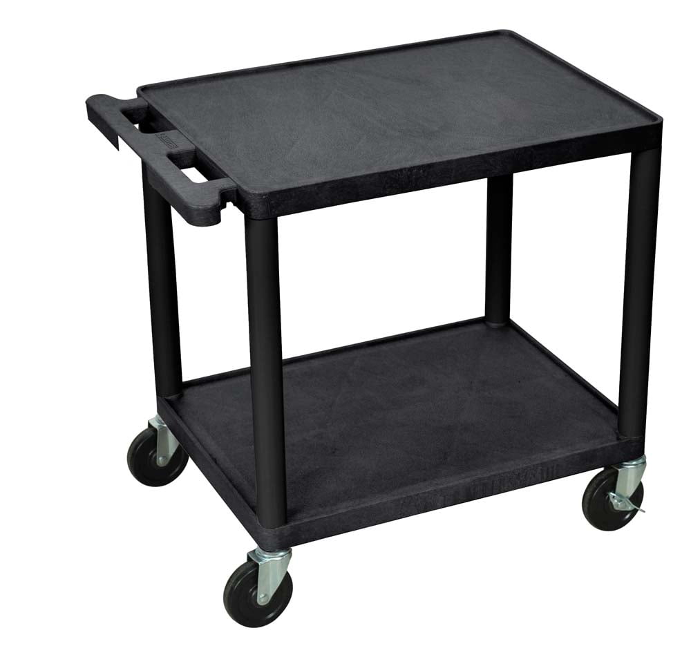 Offex 26"H Rolling Multipurpose Plastic Storage Utility AV Cart with 2