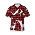 thumbnail image 2 of Picia Christmas Buffalo Plaid Gentle Cotton Regular Fit Short Sleeve Casual Hawaiian Shirt for Men-Small, 2 of 9