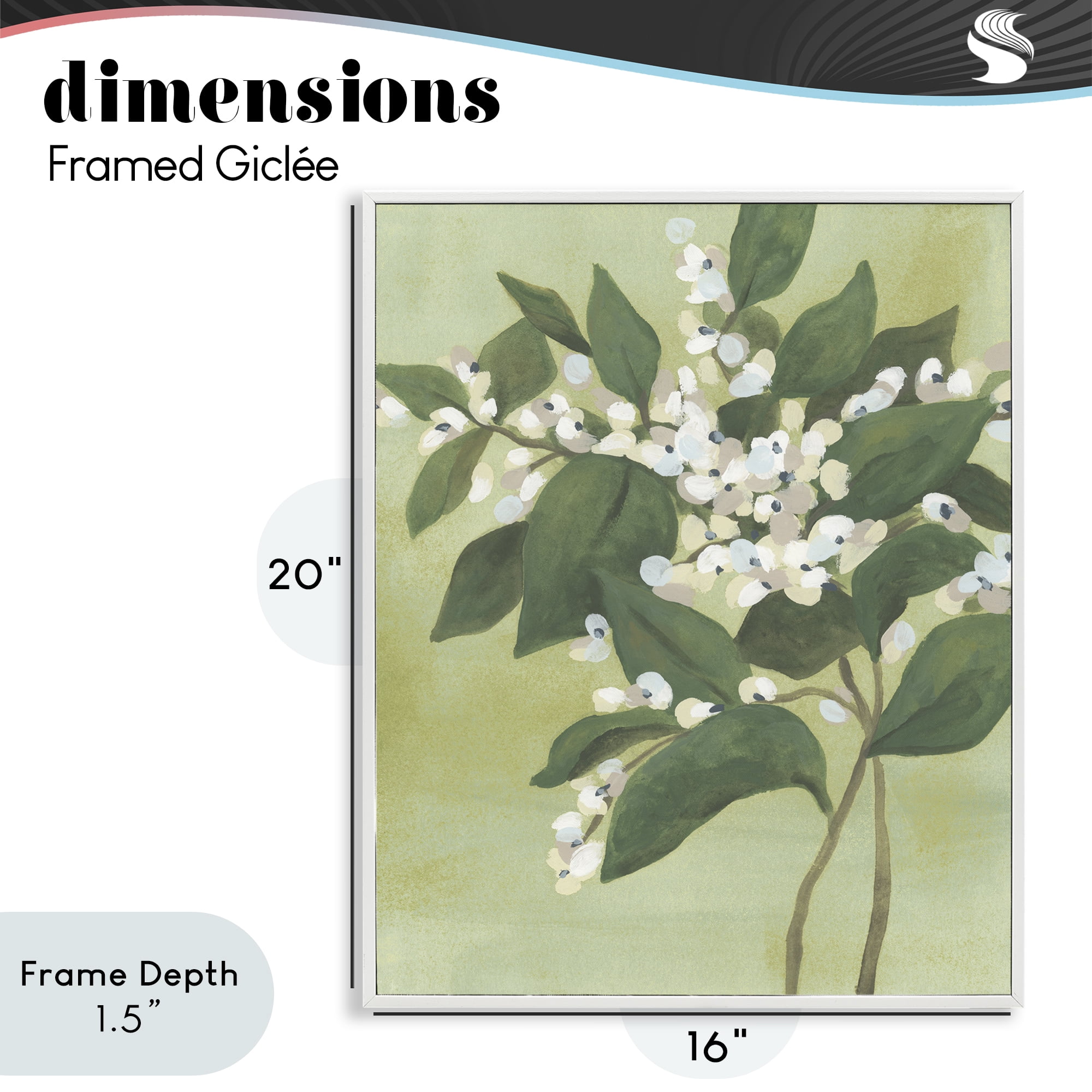 Stupell Industries Verdant Branch Bloom White Framed Giclee Art, design by June Erica Vess