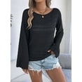 thumbnail image 5 of Womens Crochet Cover Up Long Sleeve Loose Fit Casual Sweater Hollow Out Knit Tops Black S, 5 of 9
