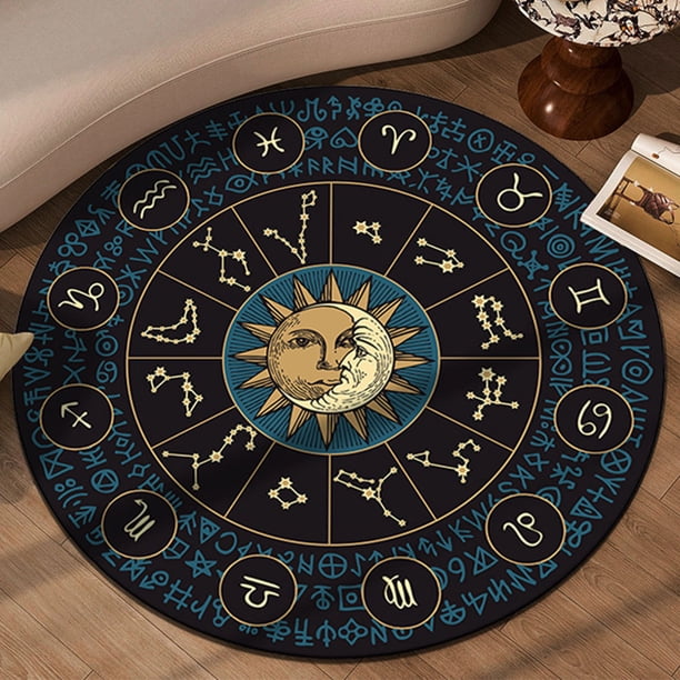 Alfombra redonda de Tarot Hugtrwg suave Para meditación 12 constelaciones antideslizante