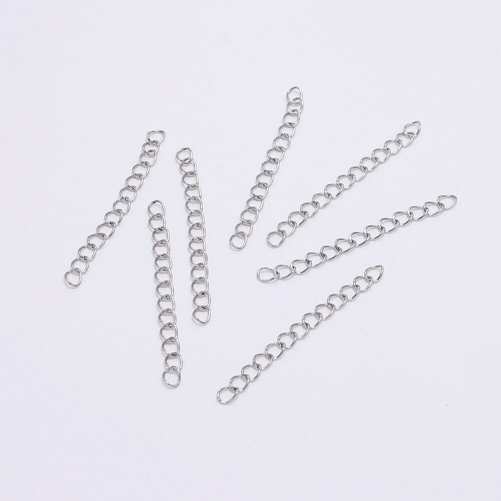 100 Chaînes D'extension En Acier Inoxydable – Longueur 7 Cm – Pour Collier, Bracelet, Cheville – Fabrication Bijoux DIY