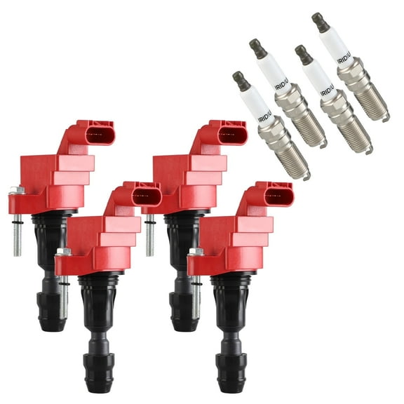 Set of 4 Ignition Coil and Spark Plugs for Buick GMC Chevrolet Saturn Saab Pontiac Replaces D522C, 12638824, UF491