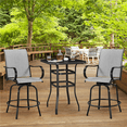 thumbnail image 2 of Alden Design 2pcs Outdoor Swivel Texteline Bar Stools with High Back for Garden, Black/Light Gray, 2 of 7