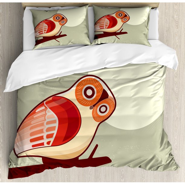 Owl Duvet Cover Set Full Moon Night With Nocturnal Large Eyed Animal On The Tree Branch Caricature Image Decorative Bedding Pillow Shams Multicolor By Ambesonne Com - Owl Full Bedding Set Owl Duvet Cover Set Full Moon Night With Nocturnal Large Eyed Animal On The Tree Branch Caricature Image Decorative Bedding Pillow Shams Multicolor By Ambesonne Com - Owl Full Bedding Set