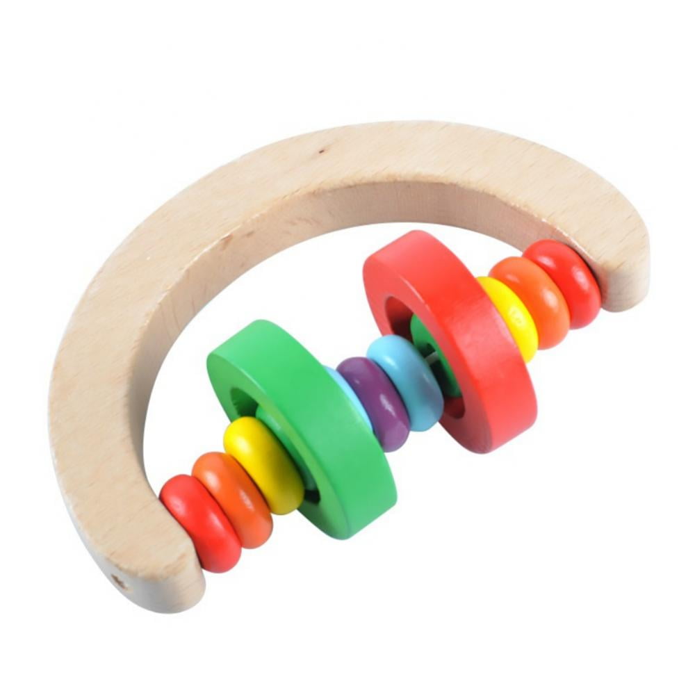 Newway Newborn Wooden Bed Bell Orff Instrument Rattle Infant Early Education Music Learning Toys Manual Rattle Ring Bell
