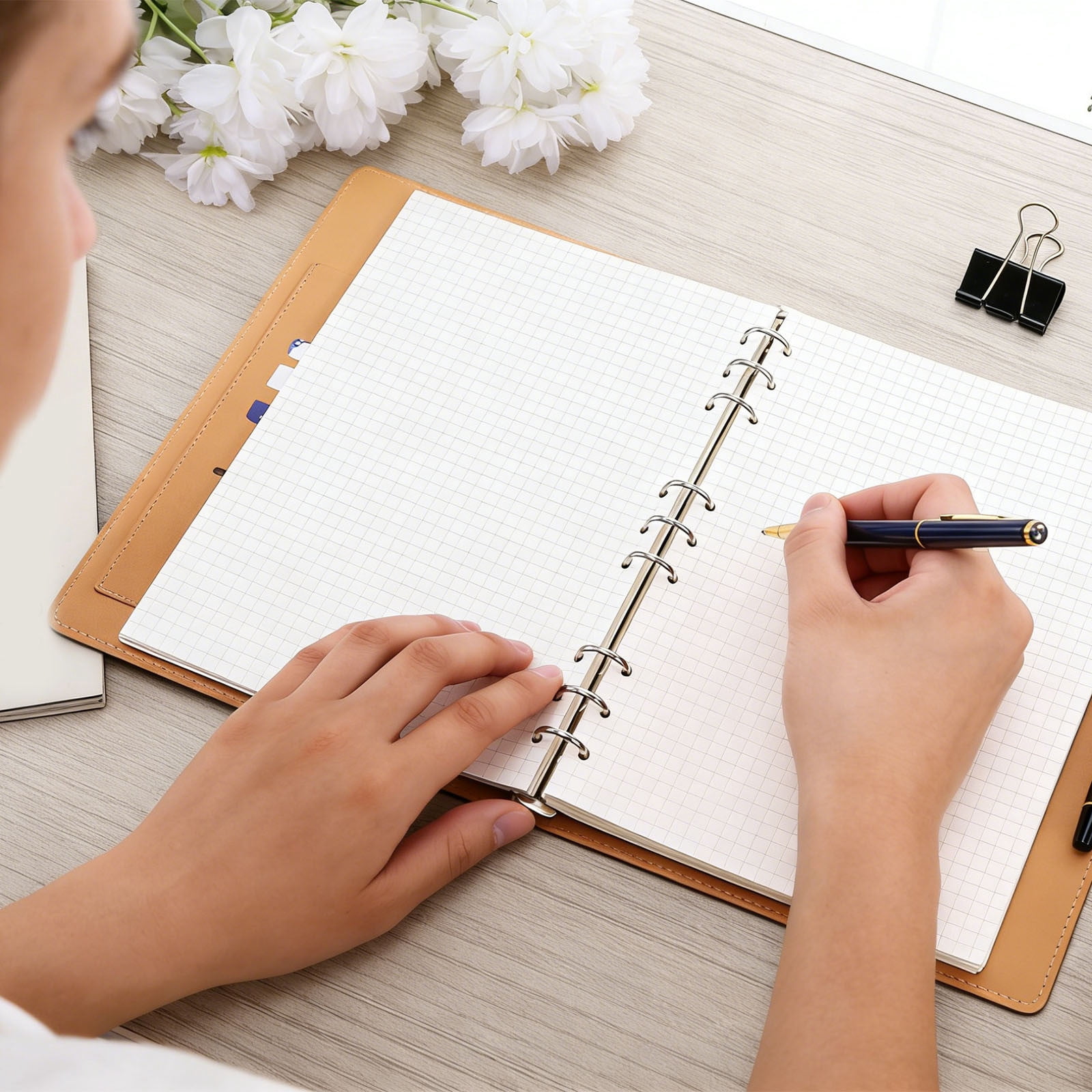 UJMNHYGT Loose Leaf Paper 45 Sheets Wide Ruled 7.09x10.24 Inch, Bulk Office Filler Sheets 9 Hole Punched, Wide Ruled Notebook Paper for 9 Ring Binder
