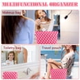 thumbnail image 3 of ZLFSRQ Bolsa de maquillaje a cuadros para mujer, bolsa de cosméticos grande, bolsa de aseo de viaje, bolsa de maquillaje para bolso, bolsa de almacenamiento con cremallera rosa, organizador lindo, peq, 3 of 5