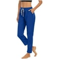 thumbnail image 2 of Hngshg Women's Track Pants Mid Waist Drawstring Straight Leg Tapered Lounge Pants with Pockets, 2 of 8