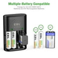 thumbnail image 3 of EBL Rechargeable 2800mAh AA Batteries (8 Pack) with Charger, Built-in Foldable Wall Plug, Automatic Power-Off Battery Charger for AA AAA (NiMH) 9V Batteries, 3 of 8