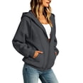 thumbnail image 4 of Xdegoge Womens Zip Up Hoodies Casual Long Sleeve Athletic Drawstring Fleece Relaxed Fit Workout Track Jackets with Pockets for Running Activewear, 4 of 8